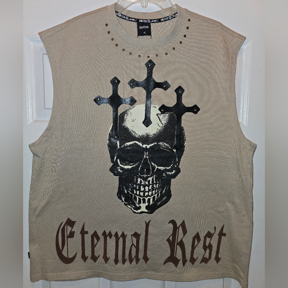 Swith Enternal Rest Beige Graphic Sleeveless Shirt